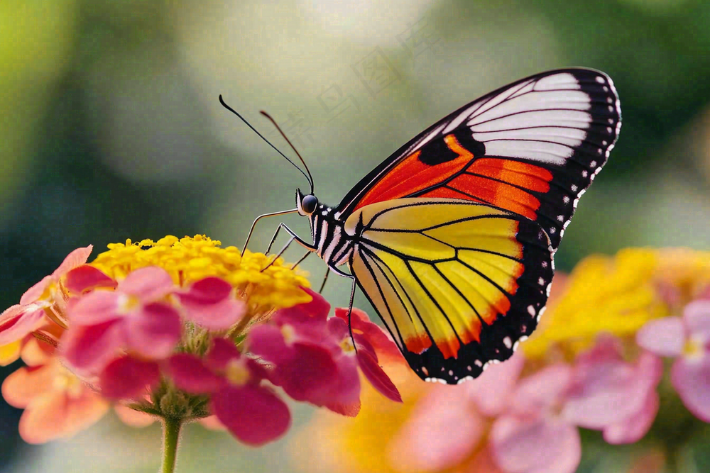 蝴蝶昆虫春天植物摄影图