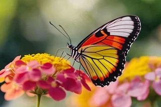 蝴蝶昆虫春天植物摄影图