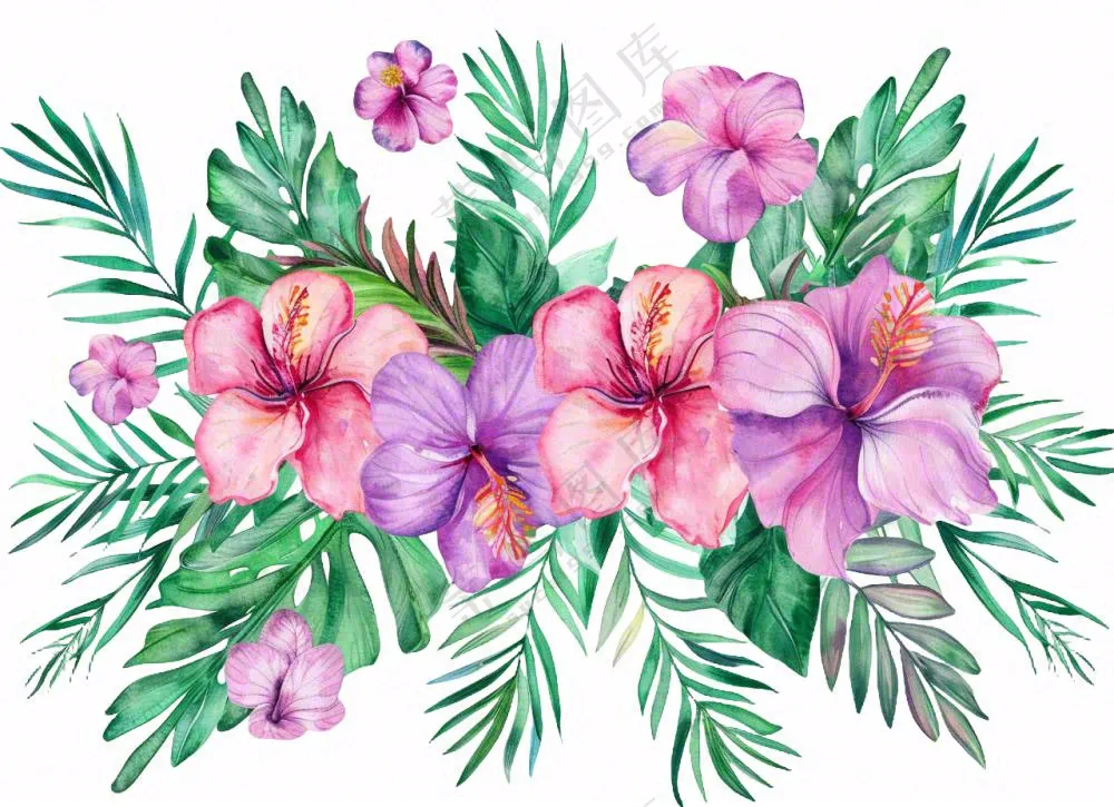 花艺插画植物花朵水彩免抠