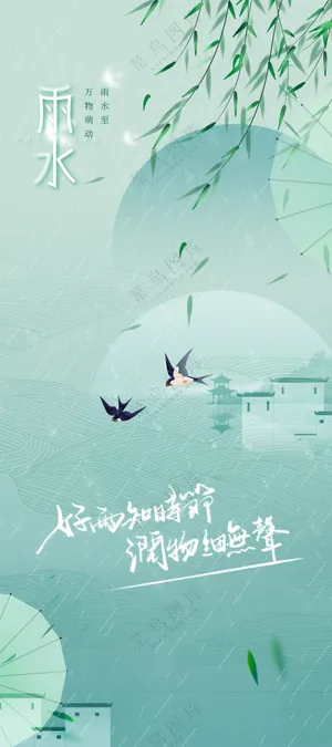 雨水节气传统活动海报