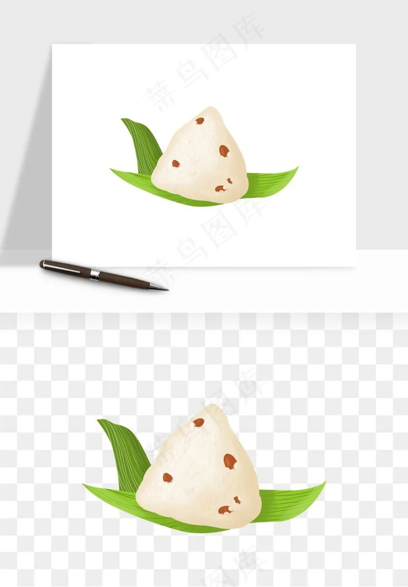 国潮粽子手绘肉粽png免抠