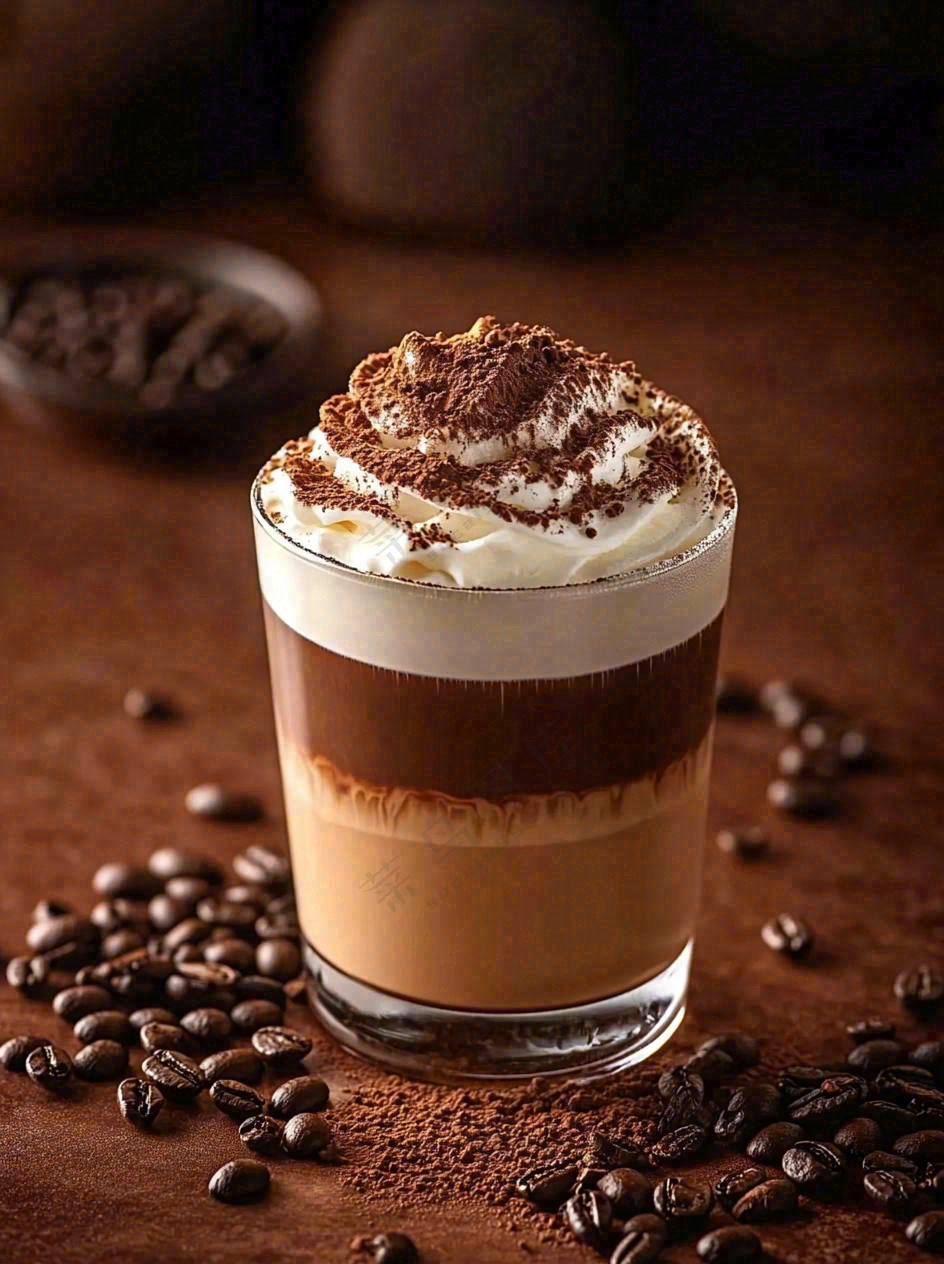 雪顶咖啡拿铁饮品摄影图