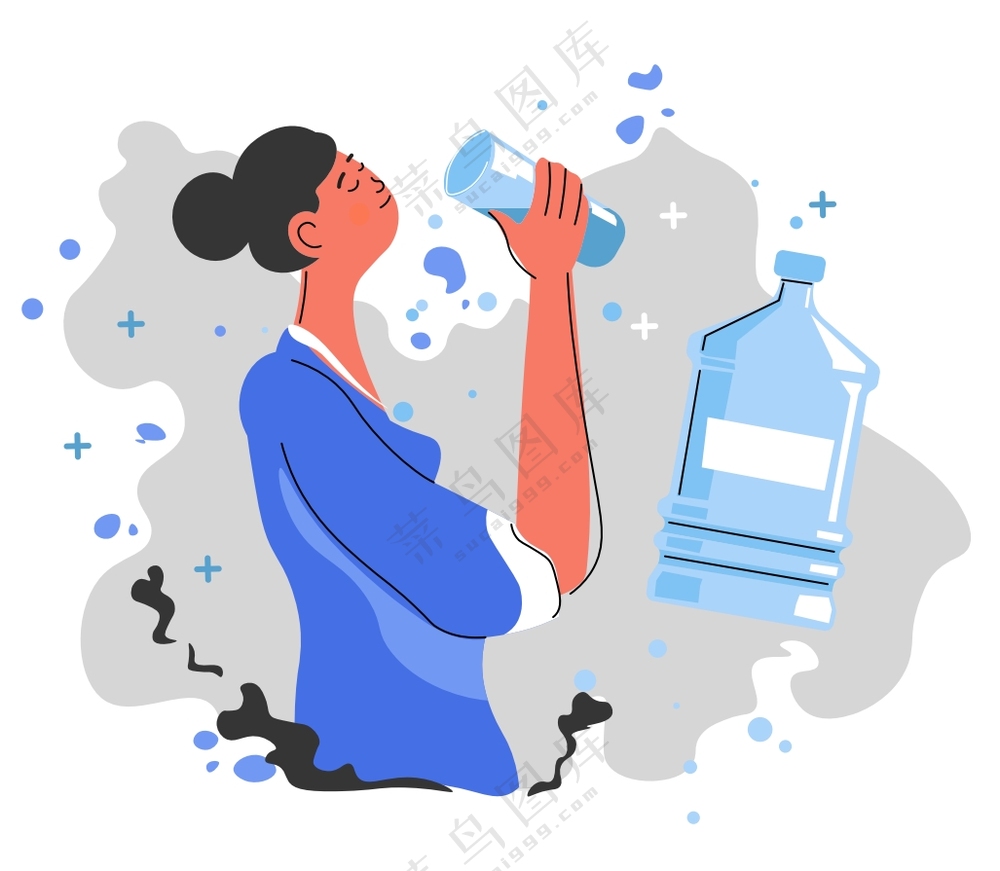 卡通喝水图片