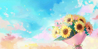 教师节花束向日葵礼物插画背景