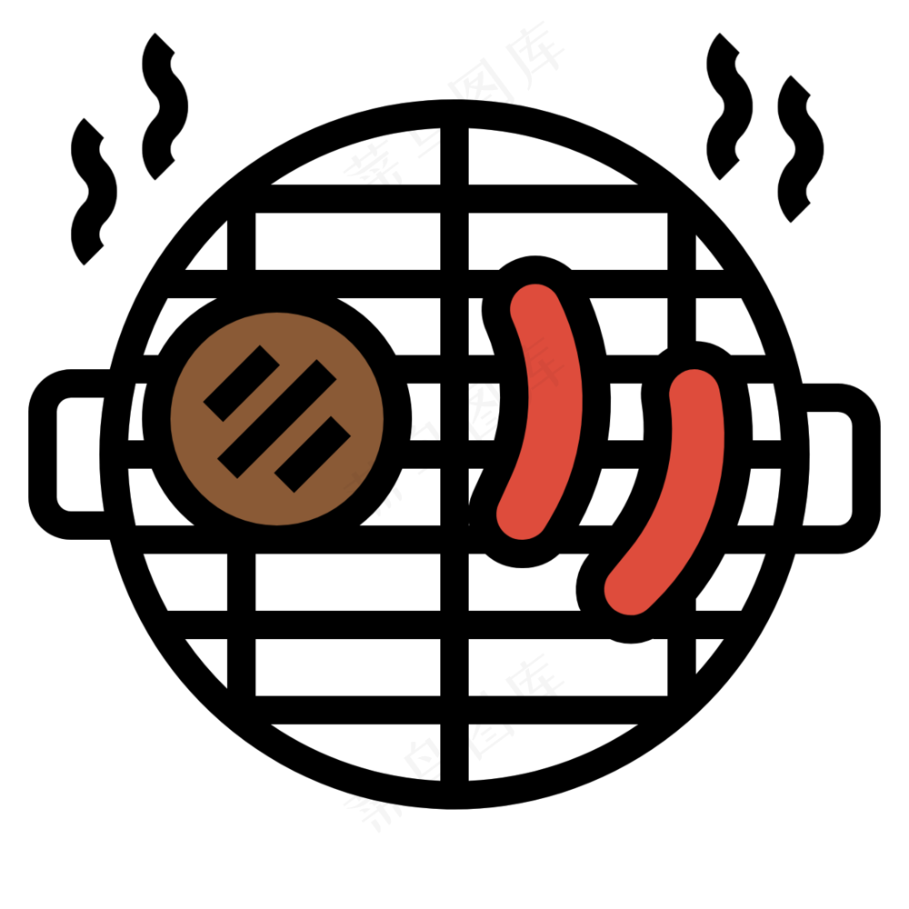 牛排 香肠 烧烤 线性色彩图标