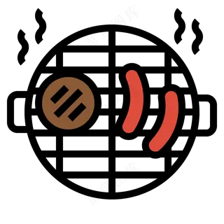 牛排 香肠 烧烤 线性色彩图标