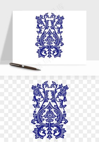 青花瓷花纹花卉图案png免抠