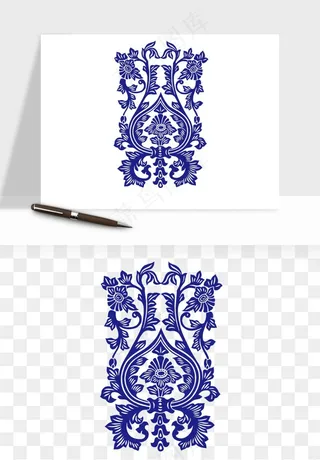 青花瓷花纹花卉图案png免抠