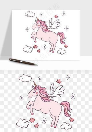 卡通独角兽天马飞马png免抠