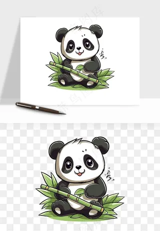 熊猫国宝手绘png免抠