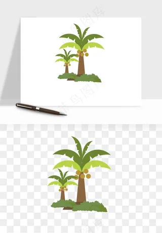 卡通沙滩椰子树png免抠