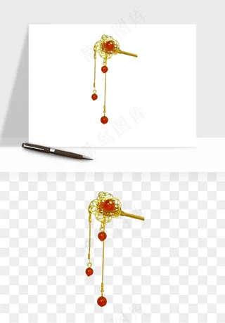 古风发簪头饰配饰png免抠