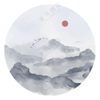 水墨远山意境写意山水画面(214)2362x2362