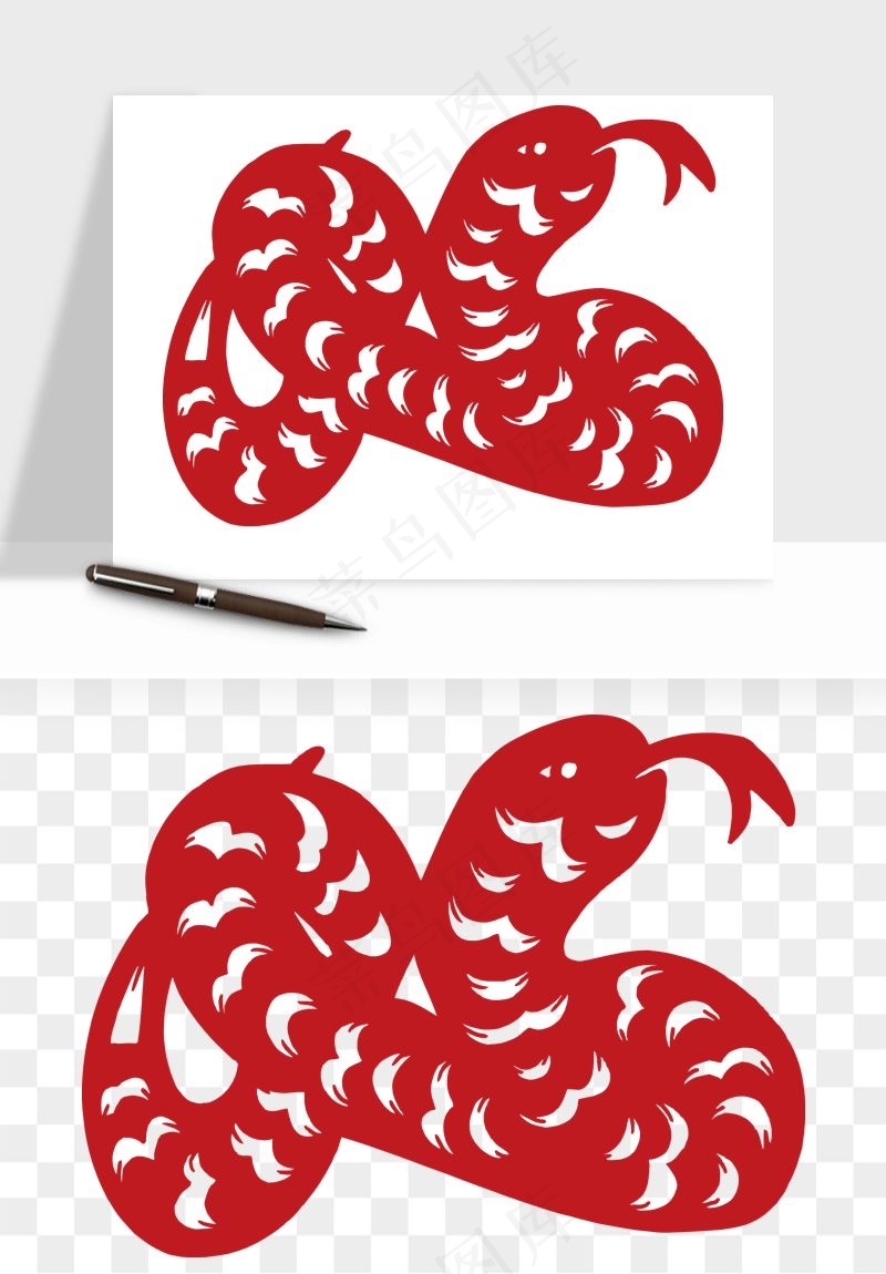 十二生肖剪纸中式纹样图案png免抠
