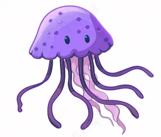 水母海洋动物卡通插画免抠