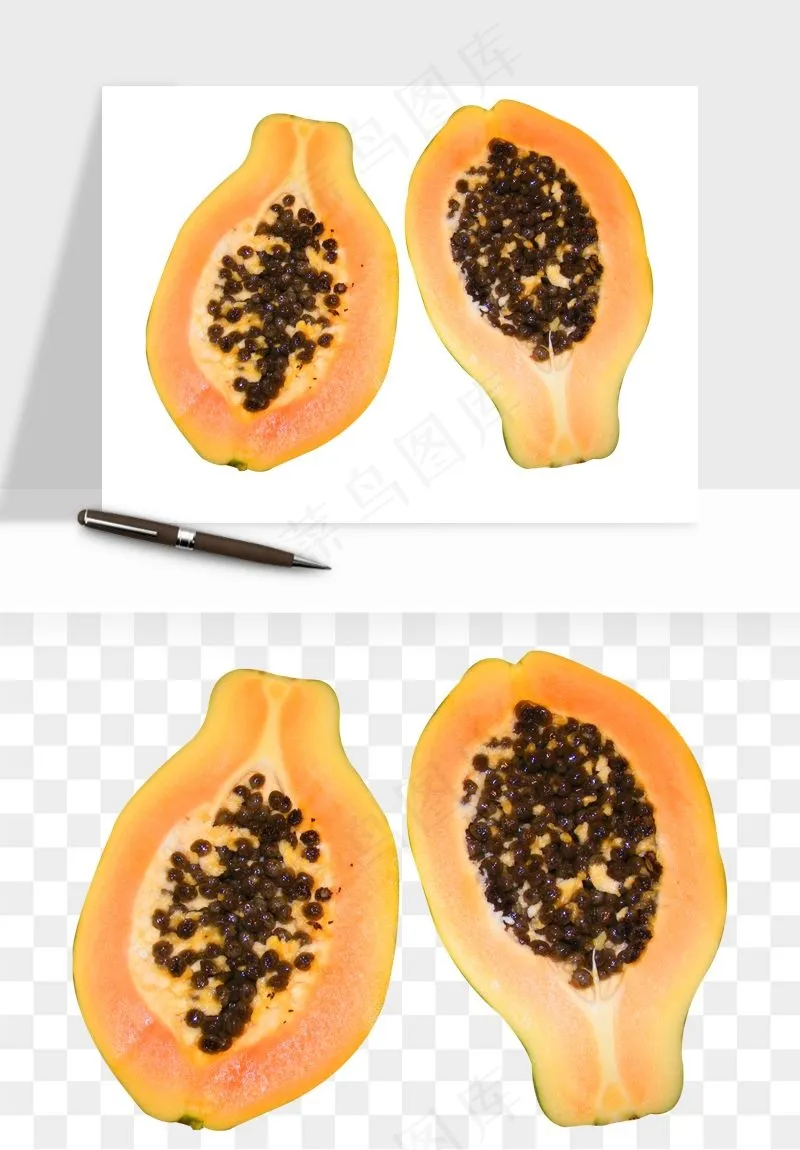 木瓜水果png免抠