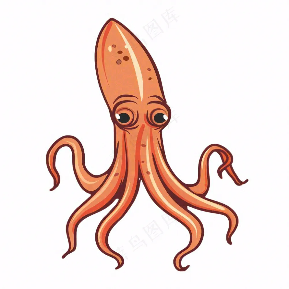 海洋动物章鱼墨鱼鱿鱼卡通插画免抠