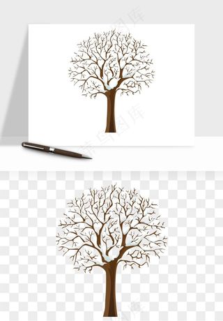 雪树枯树冬天树木png免抠