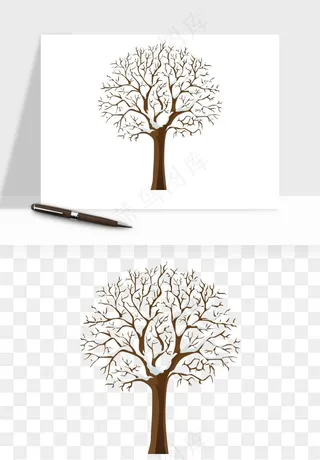 雪树枯树冬天树木png免抠