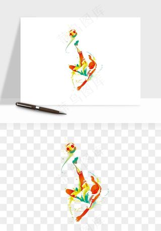 手绘踢足球运动人物png免抠