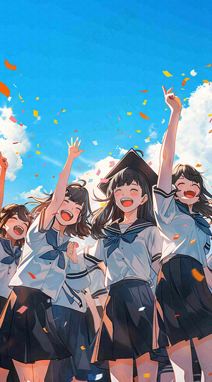 学生毕业季考试青春插画背景