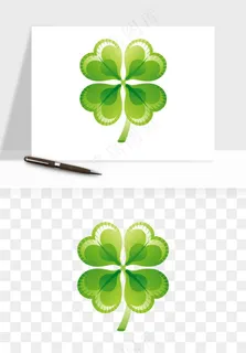 手绘四叶草幸运植物png免抠