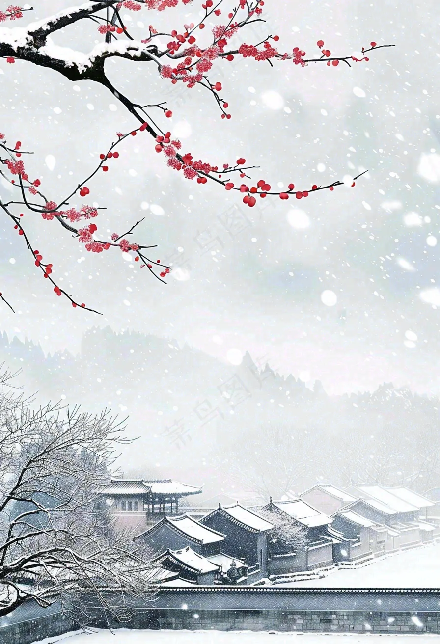 冬天寒冷白雪结冰大寒摄影图