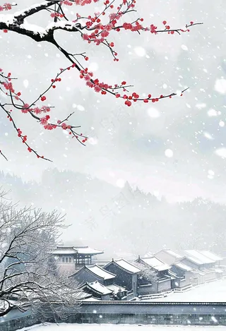 冬天寒冷白雪结冰大寒摄影图