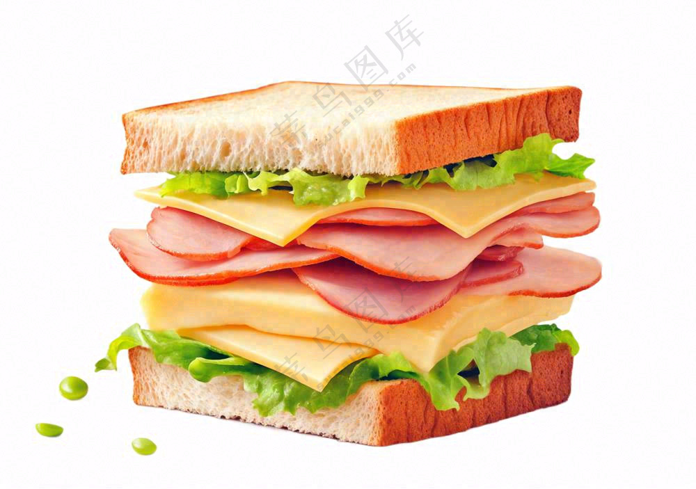 芝士培根三明治美食西餐摄影图免抠