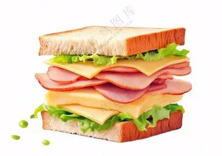 芝士培根三明治美食西餐摄影图免抠