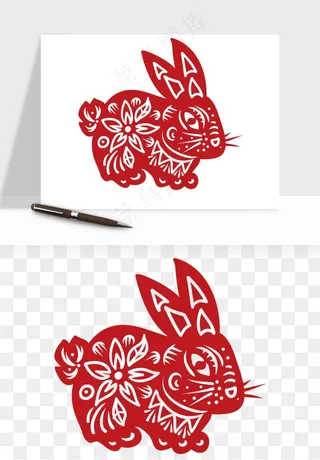 十二生肖剪纸中式纹样图案png免抠