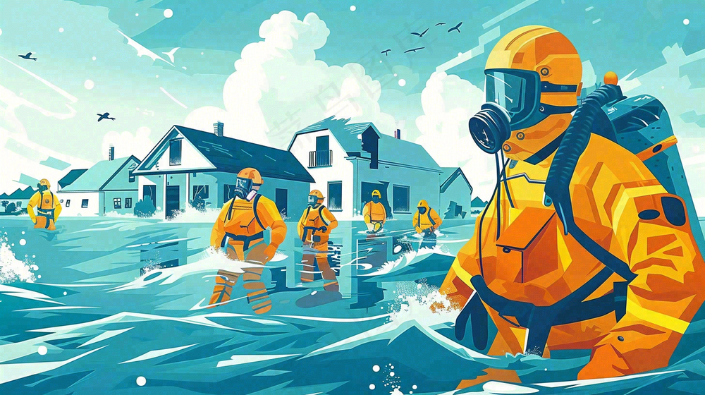 洪水自然灾害防洪预警摄影图