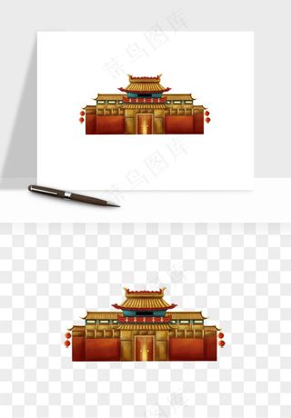 国潮风古建筑古楼古塔鼓楼psd,png免抠图