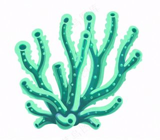 海洋海藻珊瑚植物卡通插画免抠
