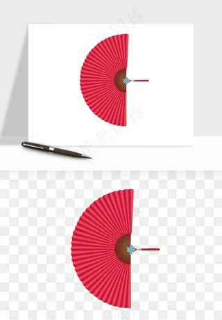 古风扇子元素png免抠