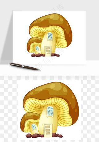 卡通蘑菇房子矢量png免抠图