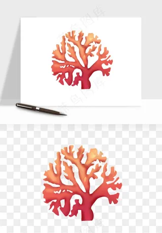 卡通珊瑚海底植物png免抠