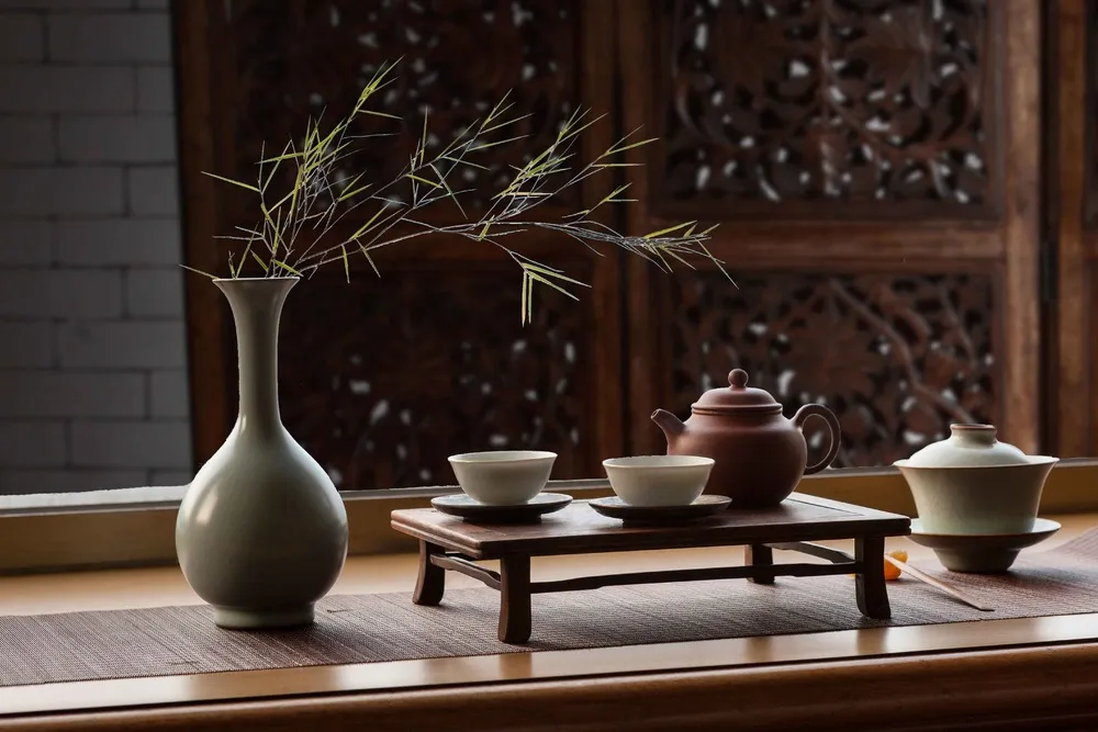 中式茶饮茶水背景素材