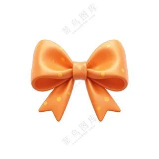 橙色的蝴蝶结上面有金色的圆点