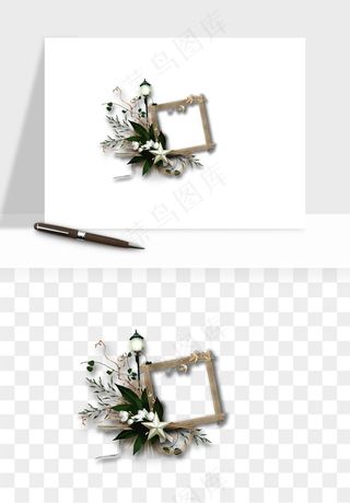 复古花卉相框欧式png免抠