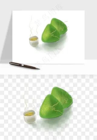 国潮粽子手绘肉粽png免抠