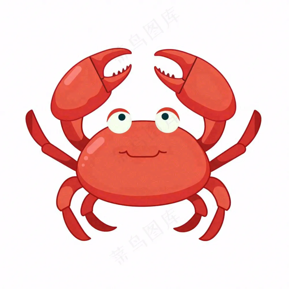 螃蟹海洋动物卡通插画免抠
