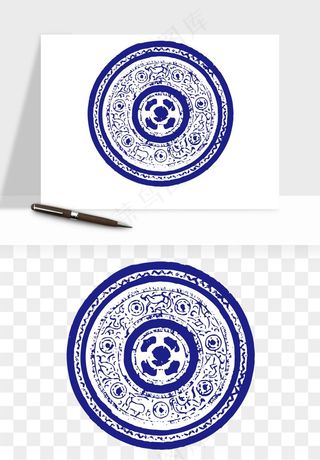 青花瓷花纹花卉图案png免抠