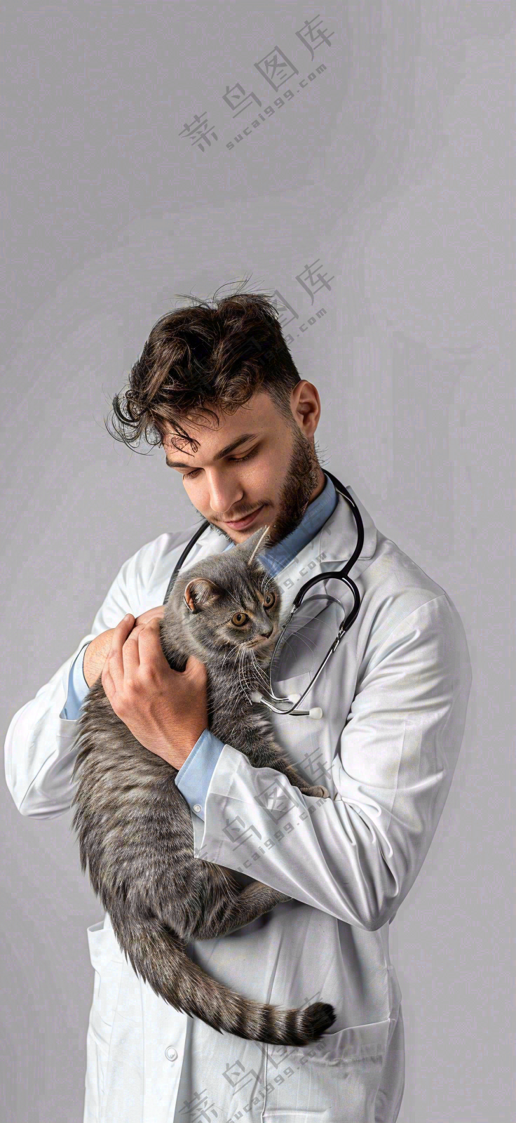 萌宠宠物医院医生抱着猫咪摄影图背景