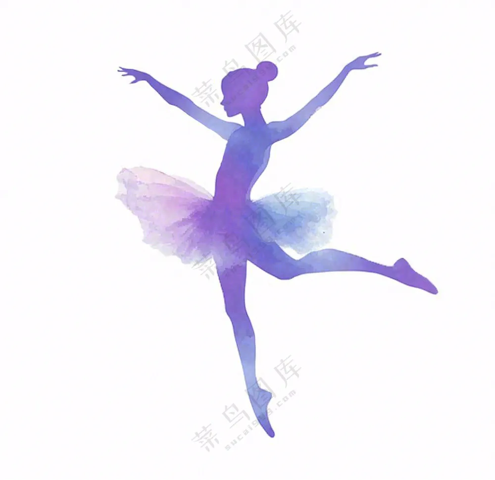芭蕾舞舞蹈少女剪影卡通插画免抠