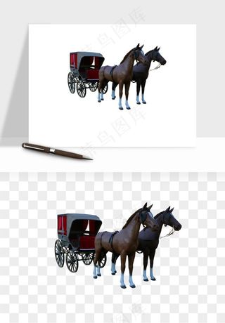 复古马车欧式png免抠