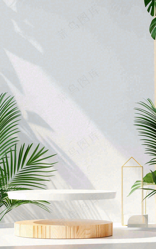 美妆护肤3d展台清新背景