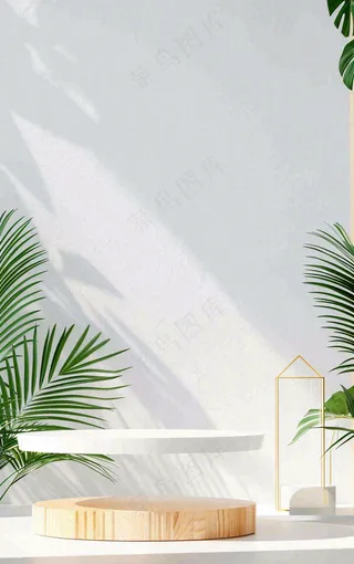 美妆护肤3d展台清新背景