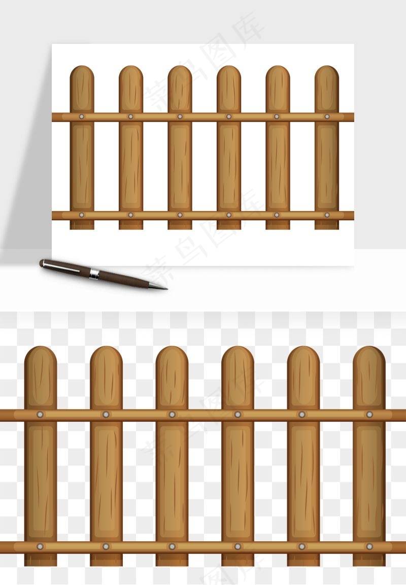 手绘围栏护栏栅栏png免抠