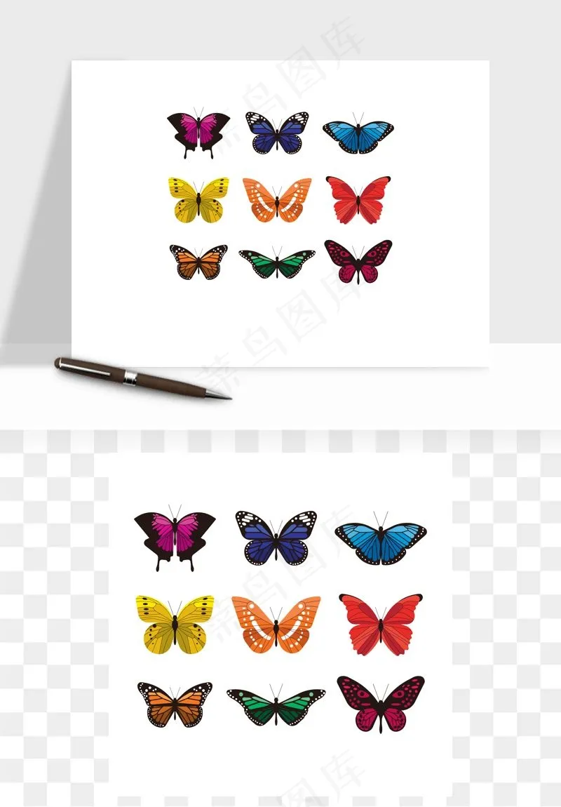 蝴蝶昆虫矢量png免抠